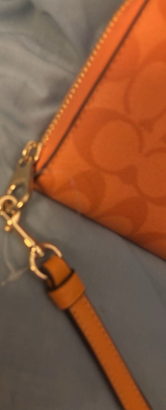 Coach Signature Orange Long Zip Around Wallet or Wristlet BN 3