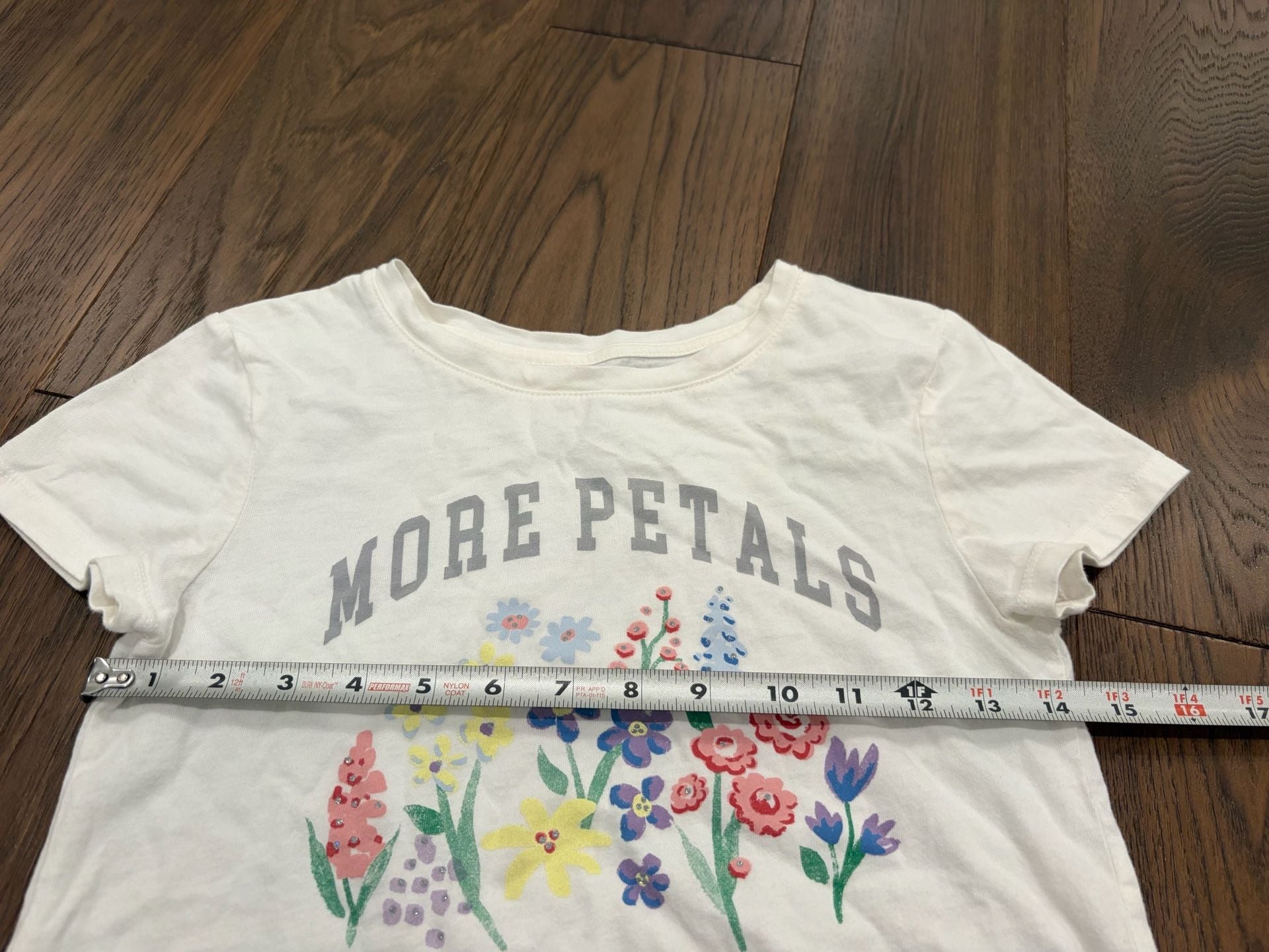 Gap Kids More Petals Less Plastic T-Shirt XL (12) White Graphic Tee 4
