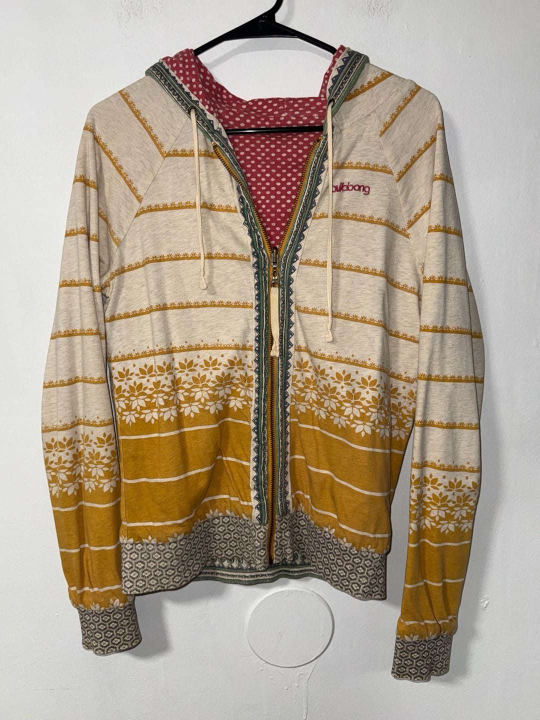 Reversible Billabong Zip Hoodie Multi Color Patterned 2