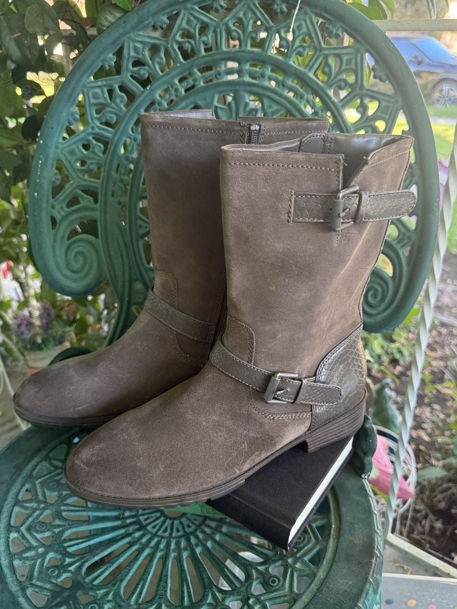 Naturalizer Brown Suede Buckle Mid Calf Boots 3