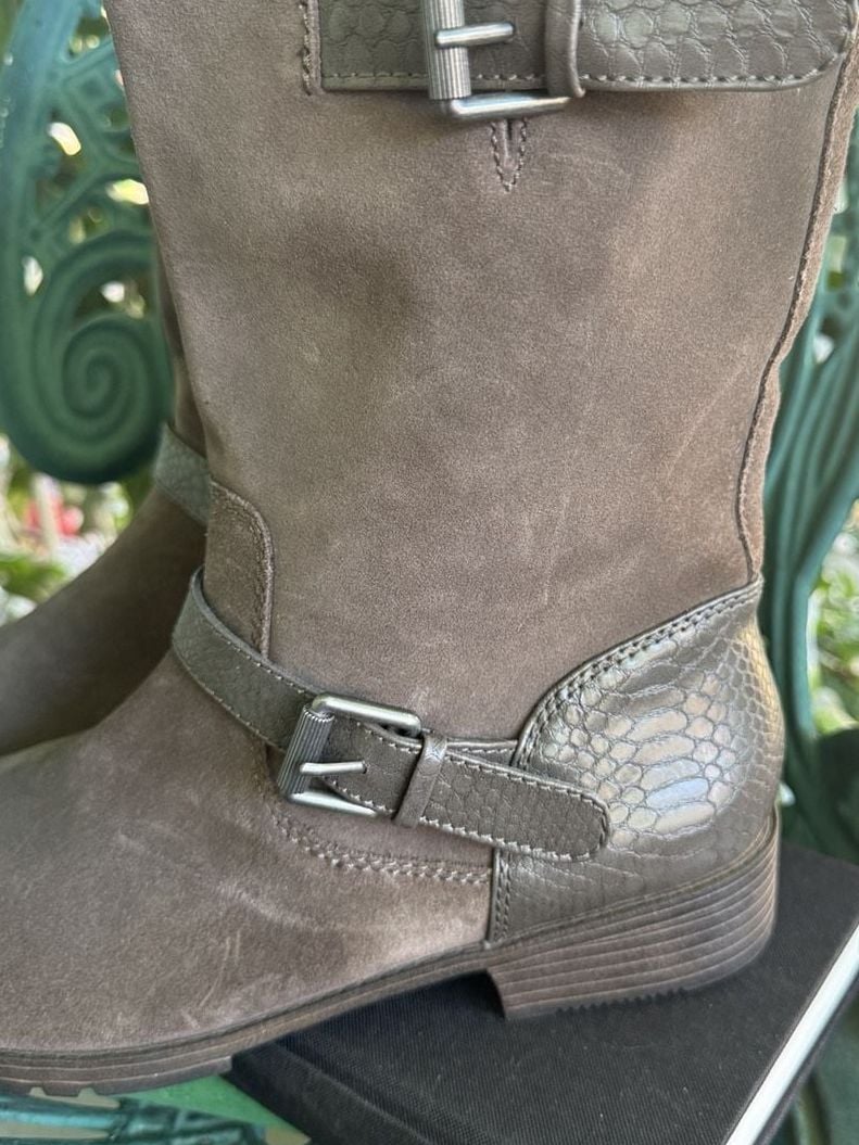 Naturalizer Brown Suede Buckle Mid Calf Boots 5