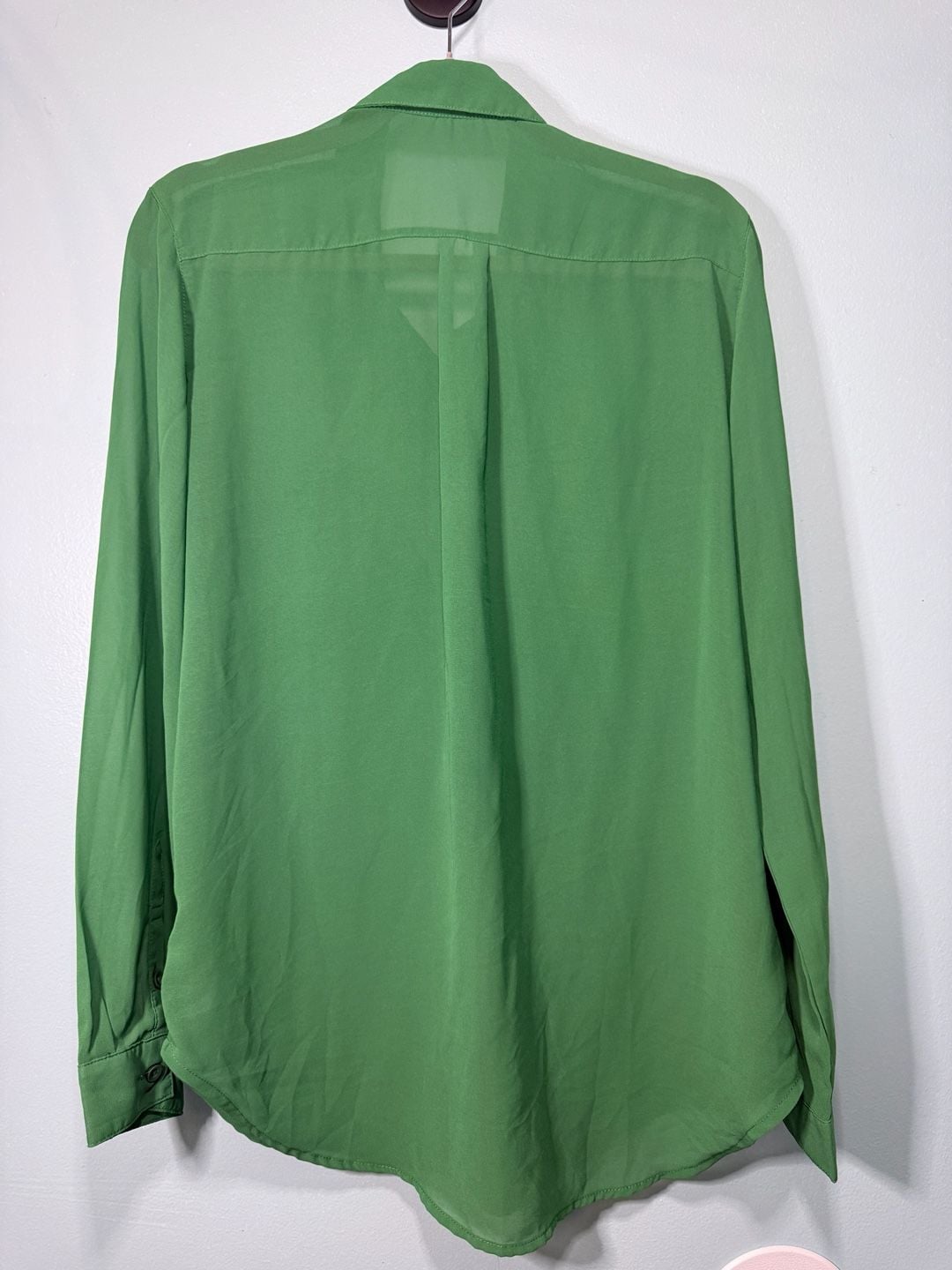 Green Sheer Long Sleeve Button Down Shirt 3
