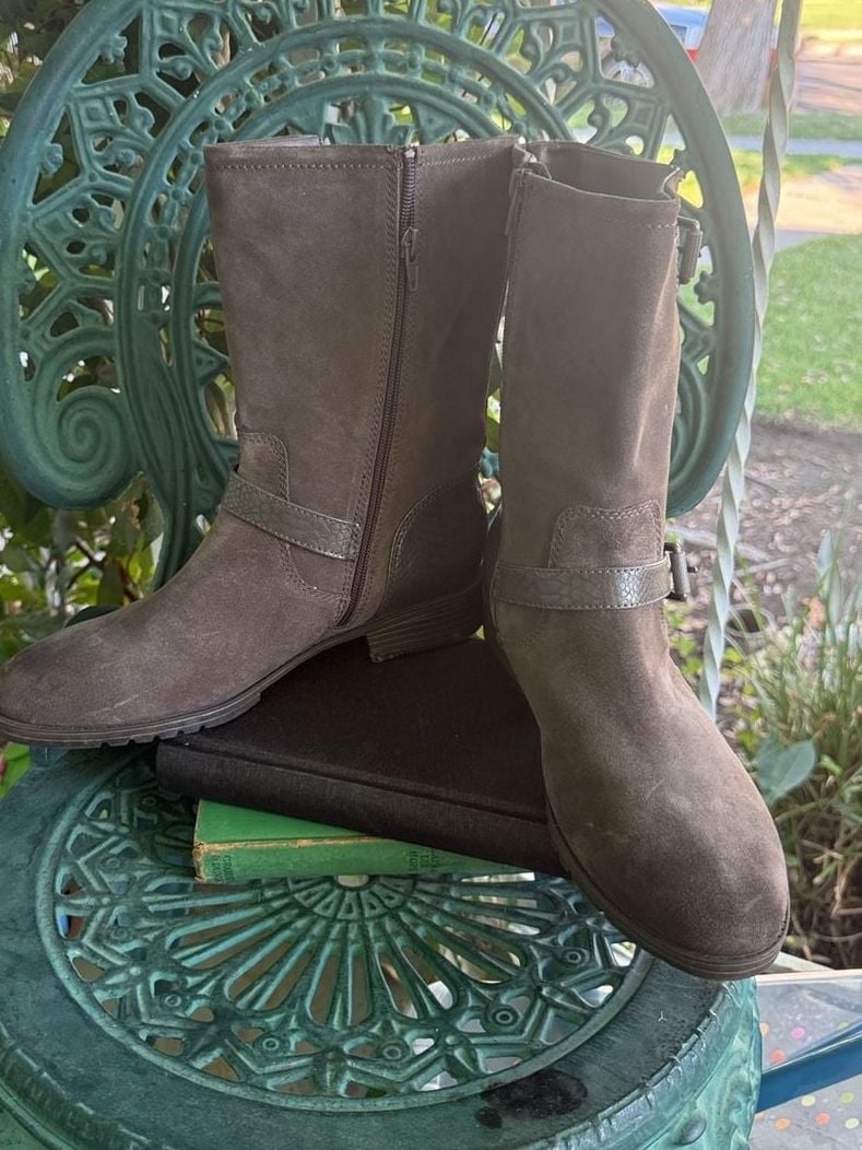 Naturalizer Brown Suede Buckle Mid Calf Boots 4