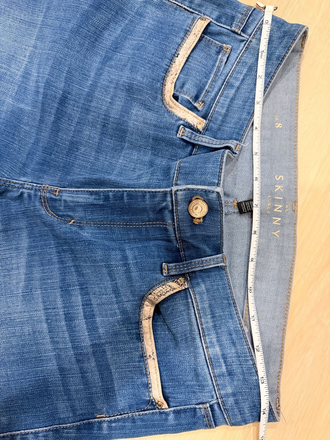 White House Black Market Skinny Jeans Size 8 Blue Ankle Zip 5