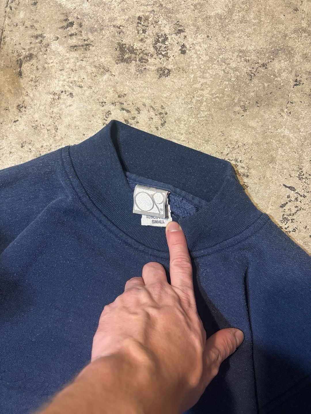 Ocean Pacific Sweatshirt Size Small Navy Blue Mock Neck Vintage OP 4