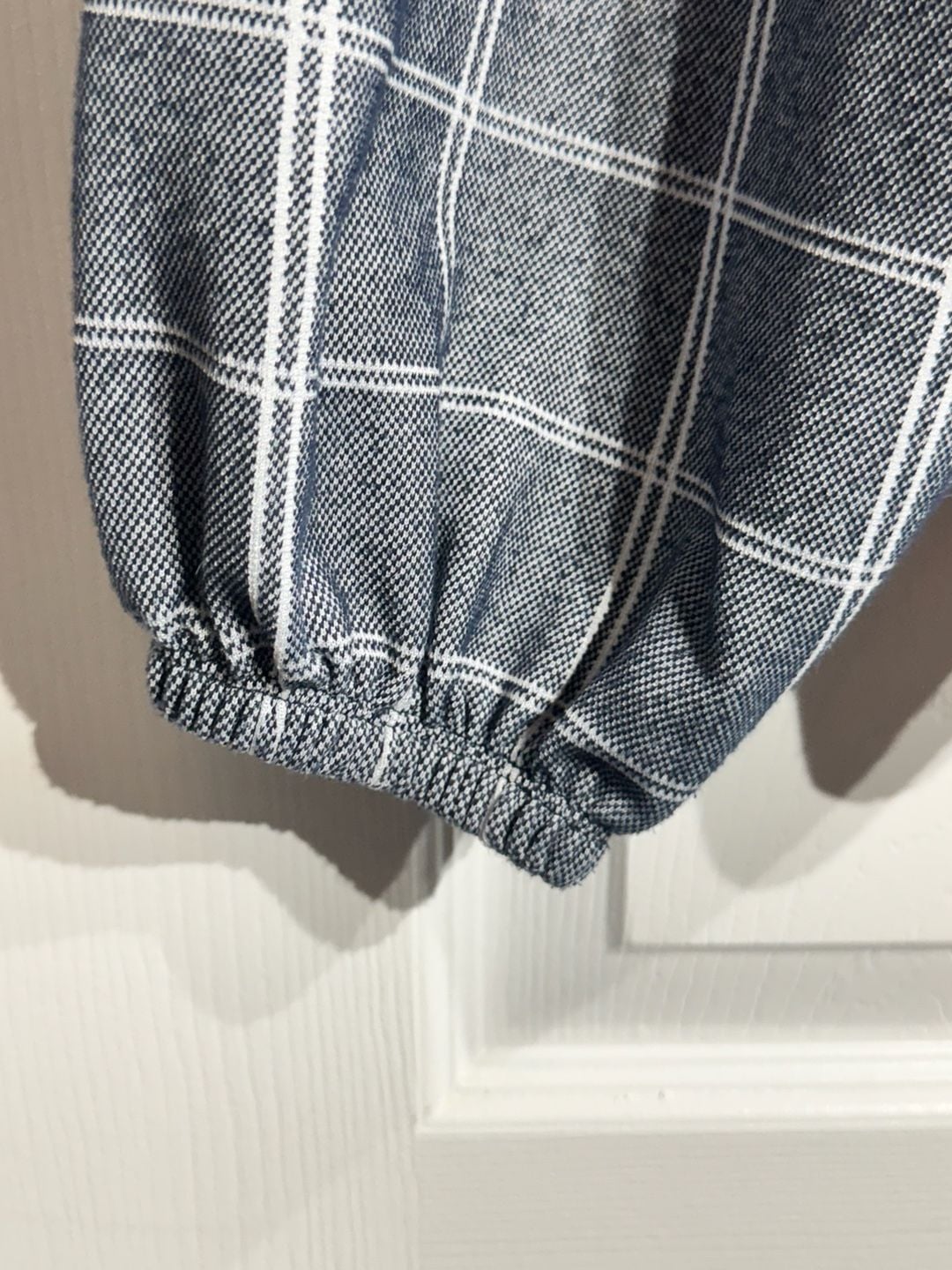 Banana Republic Plaid Puff Sleeve Top Size S Blue White 11