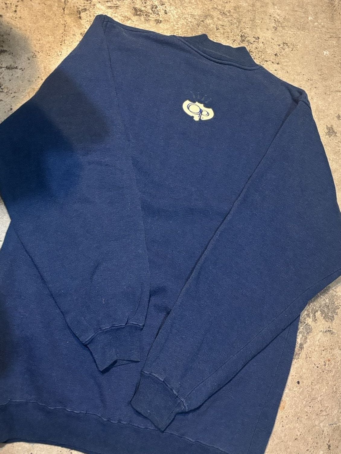 Ocean Pacific Sweatshirt Size Small Navy Blue Mock Neck Vintage OP 3