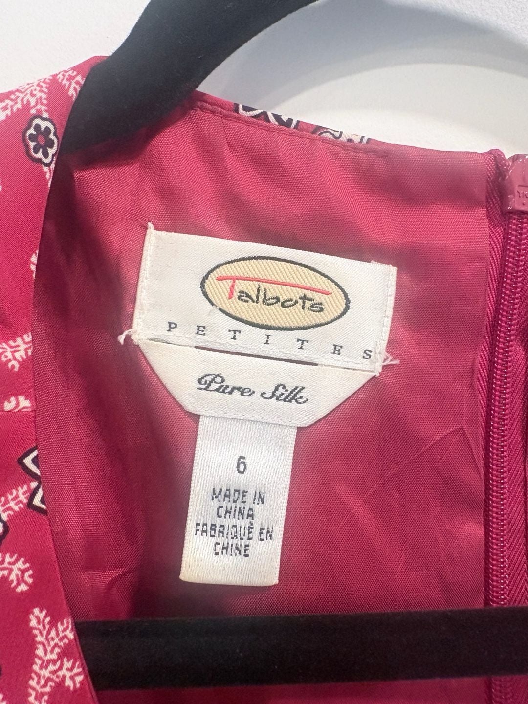Talbots Silk Dress Size 6 Petite Pink Paisley Short Sleeve 3