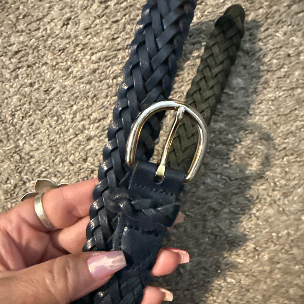 Braided Leather Belt Size M/L Blue 1