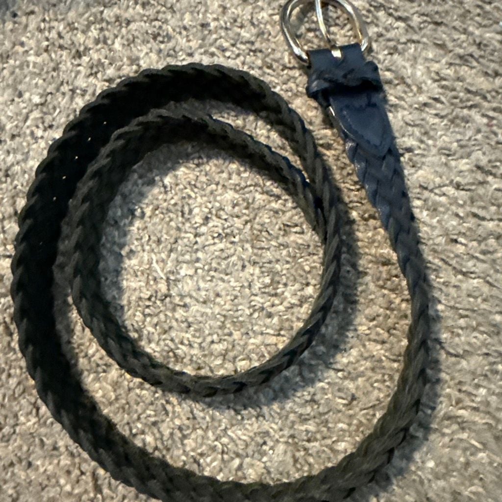 Braided Leather Belt Size M/L Blue 3