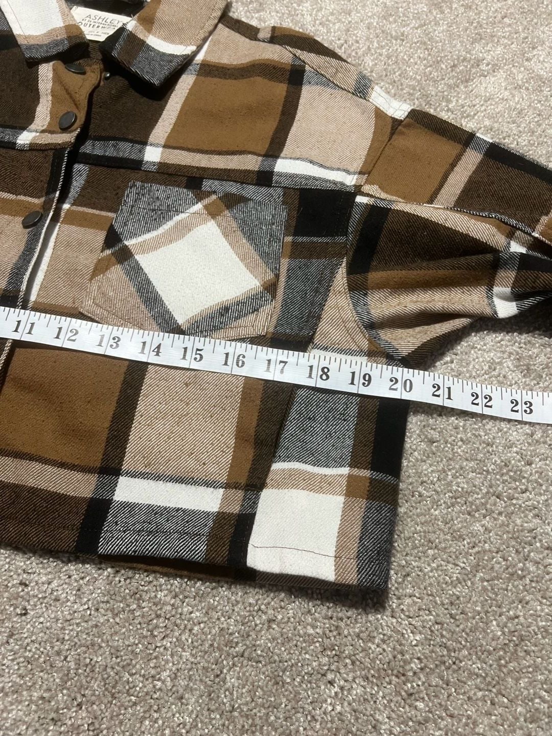 Ashley By 26 International Outerwear Plaid Crop Jacket Size S Brown 7