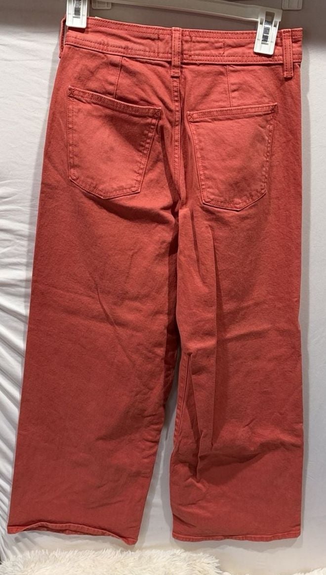 Old Navy High-Rise Sailor Wide Leg Jeans Size 2 Reg Coral 3