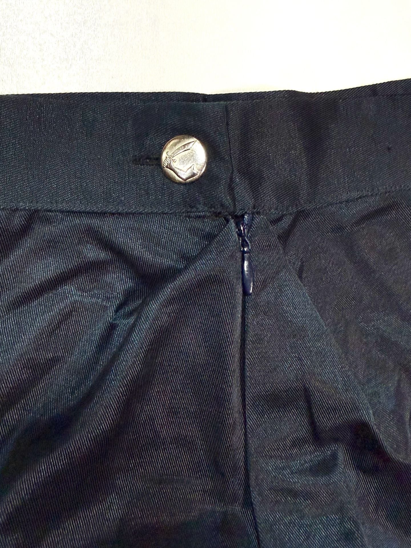 Vivienne Westwood Anglomania Women's skirt US 8 Indie Vanguard Whimsigoth Y2K Heritage Quiet Luxury Draped Asymmetric Mini Skirt Black Satin Twill Cotton Nylon Italy Logo Button Side Zip Avant-Garde UK 12 Size 44 8