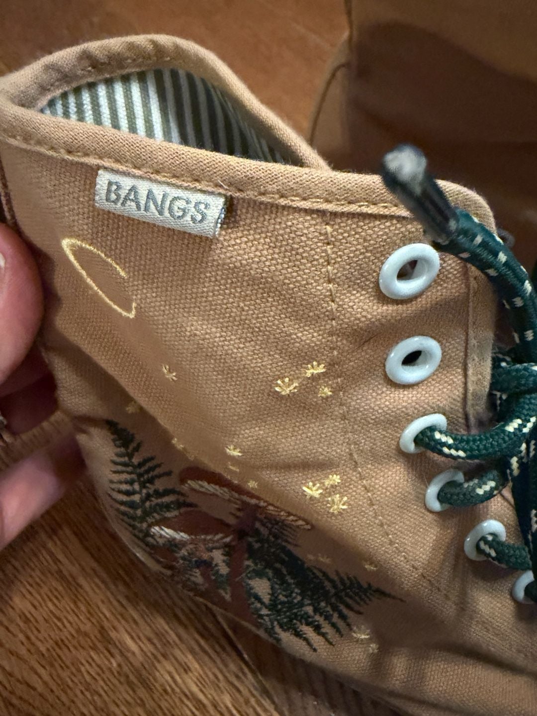 Bangs High Top Sneakers Brown Mushroom Embroidered Shoes 4