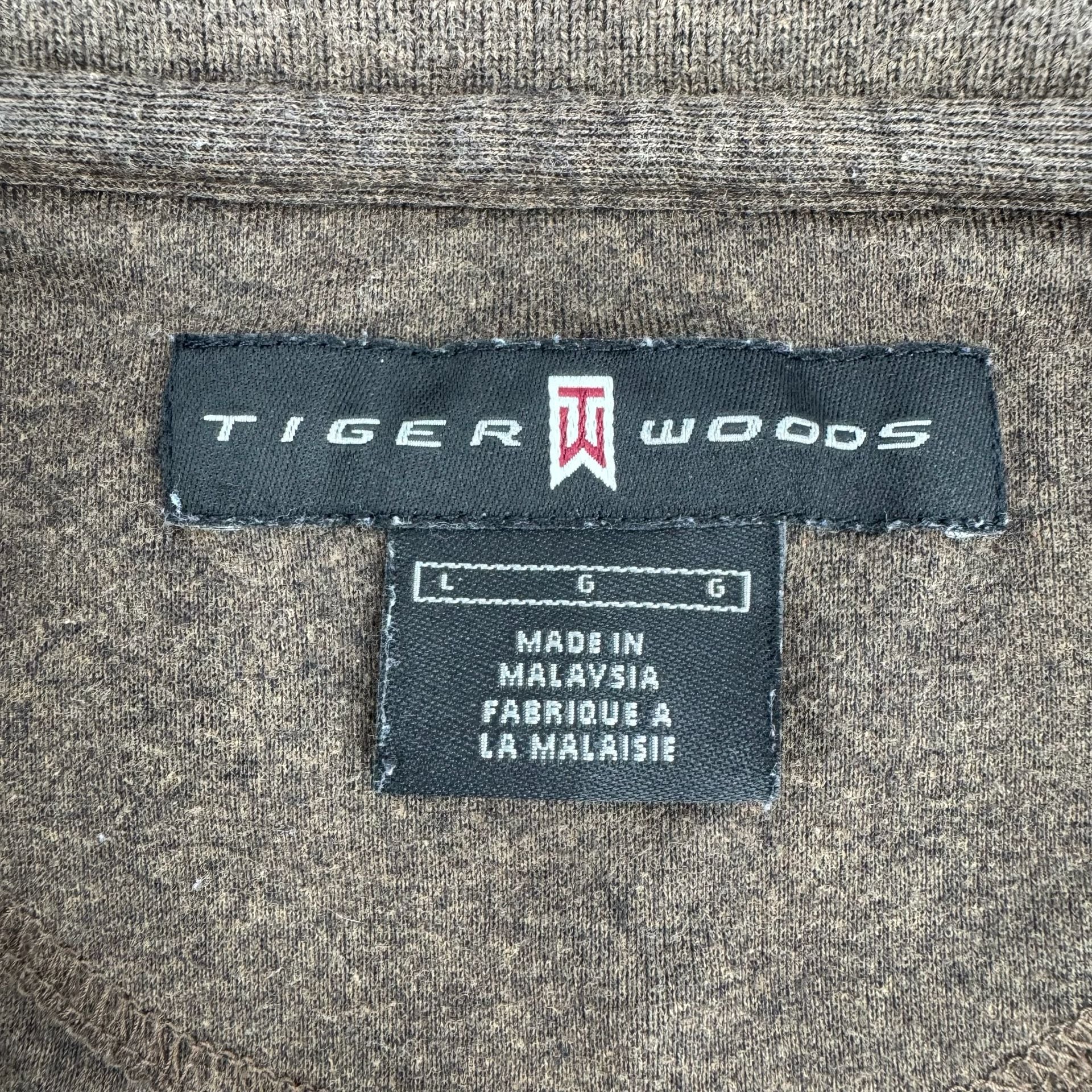 Tiger Woods Nike Golf Polo Shirt Size L Brown Short Sleeve TW Shield 3