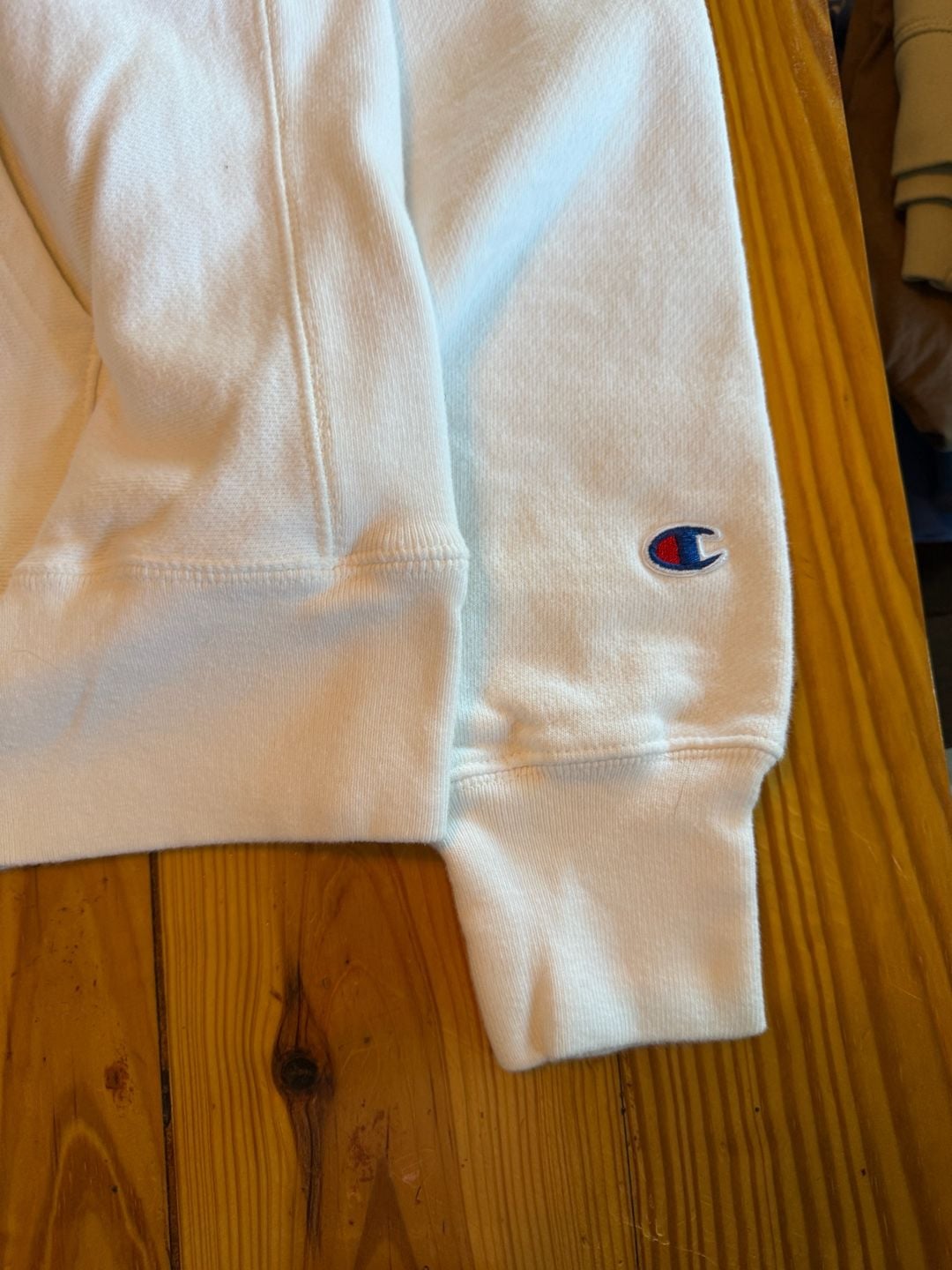 Champion Reverse Weave Hoodie Size XL White Chenille Script Logo 3