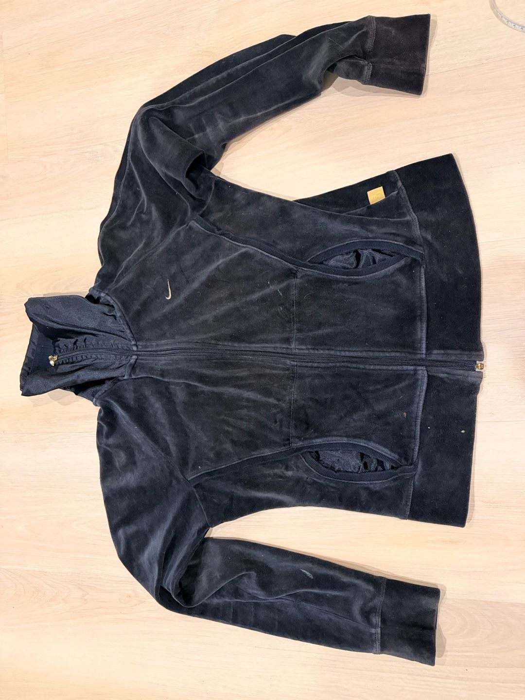 Nike Velour Full Zip Track Jacket Size L (12-14) Black 2