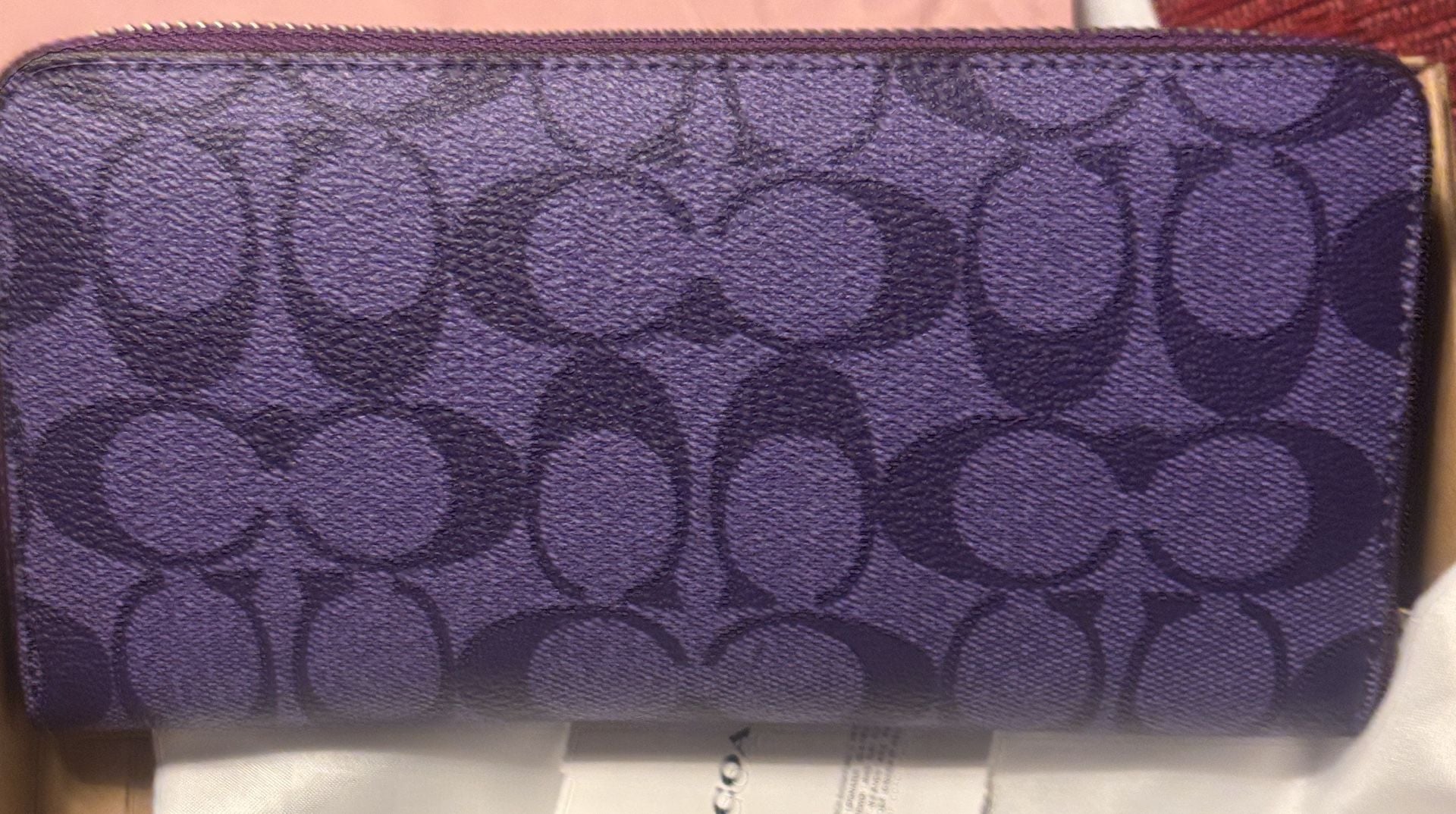 Coach Signature Purple Long Zip Around Wallet or Wristlet 5