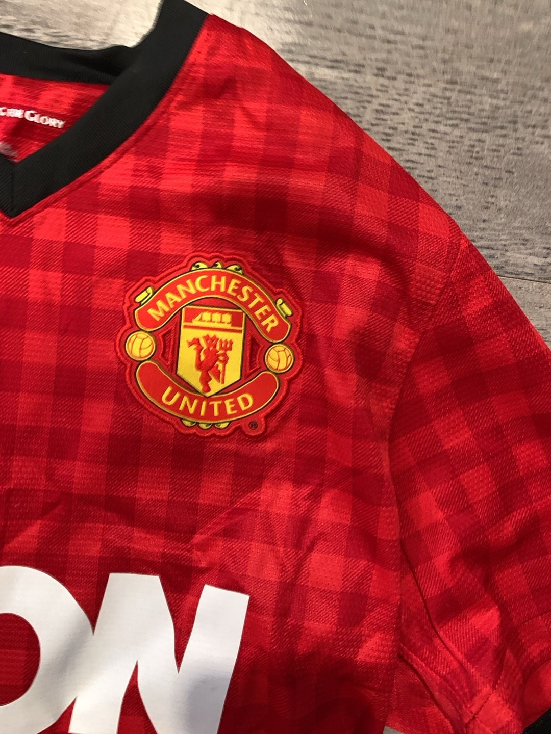 Nike Manchester United Gingham Soccer Jersey Size S Red 8