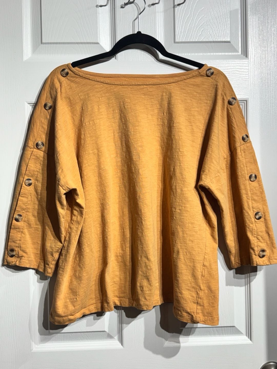Chadwicks Button-Accent Top Size XL Mustard Yellow 100% Cotton 2