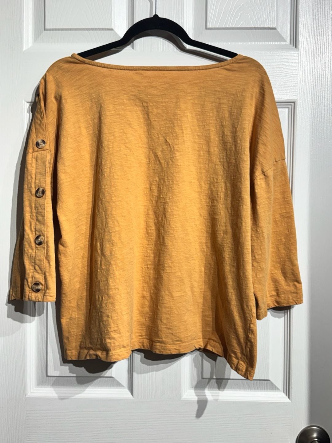 Chadwicks Button-Accent Top Size XL Mustard Yellow 100% Cotton 3