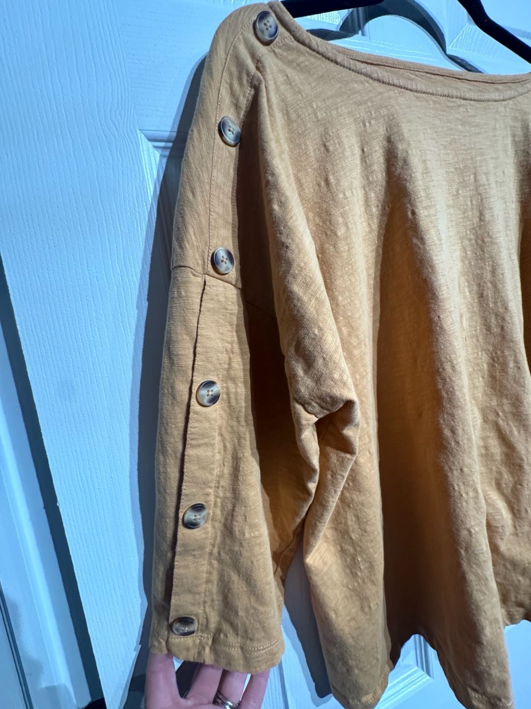 Chadwicks Button-Accent Top Size XL Mustard Yellow 100% Cotton 7