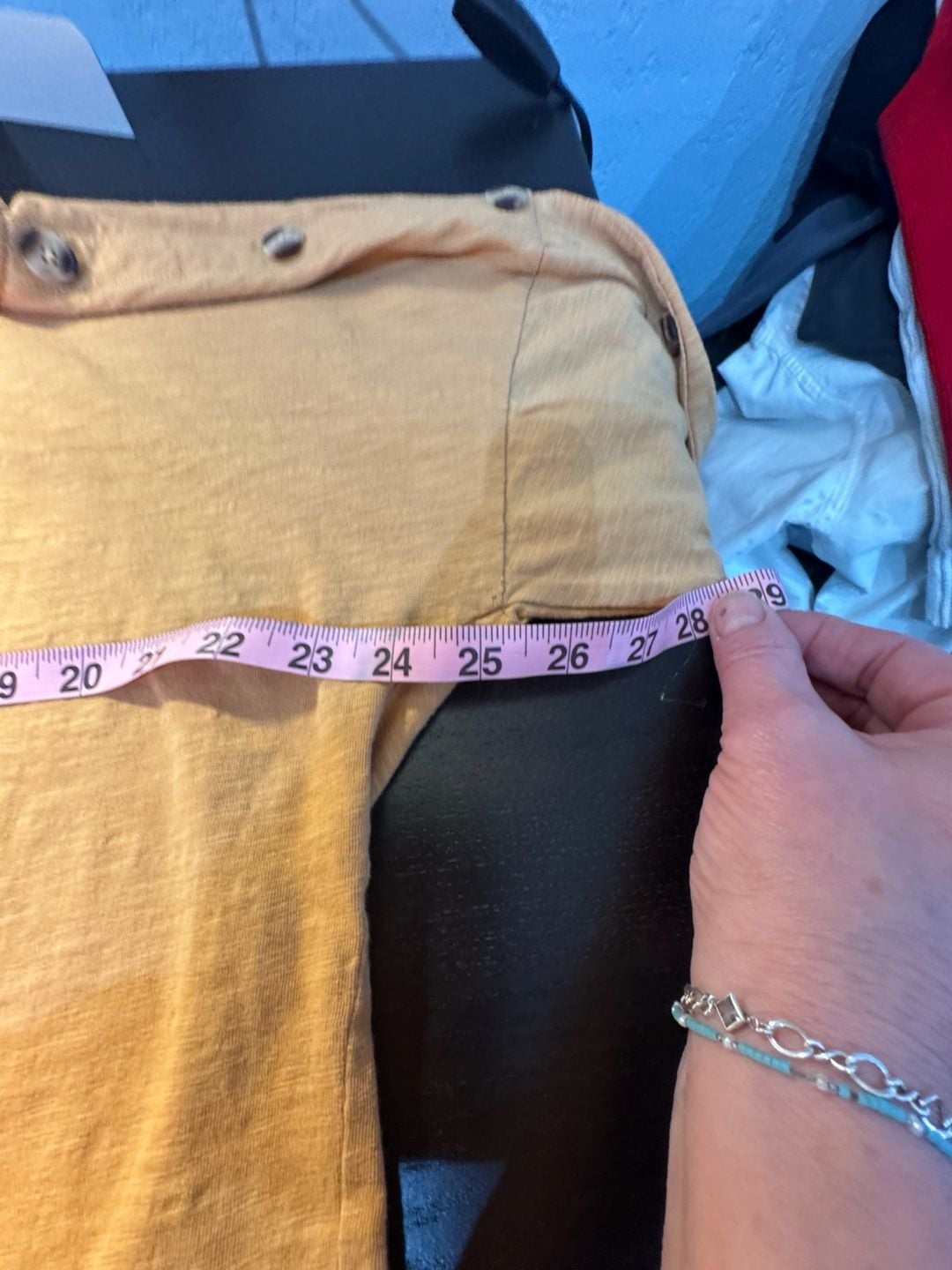 Chadwicks Button-Accent Top Size XL Mustard Yellow 100% Cotton 9