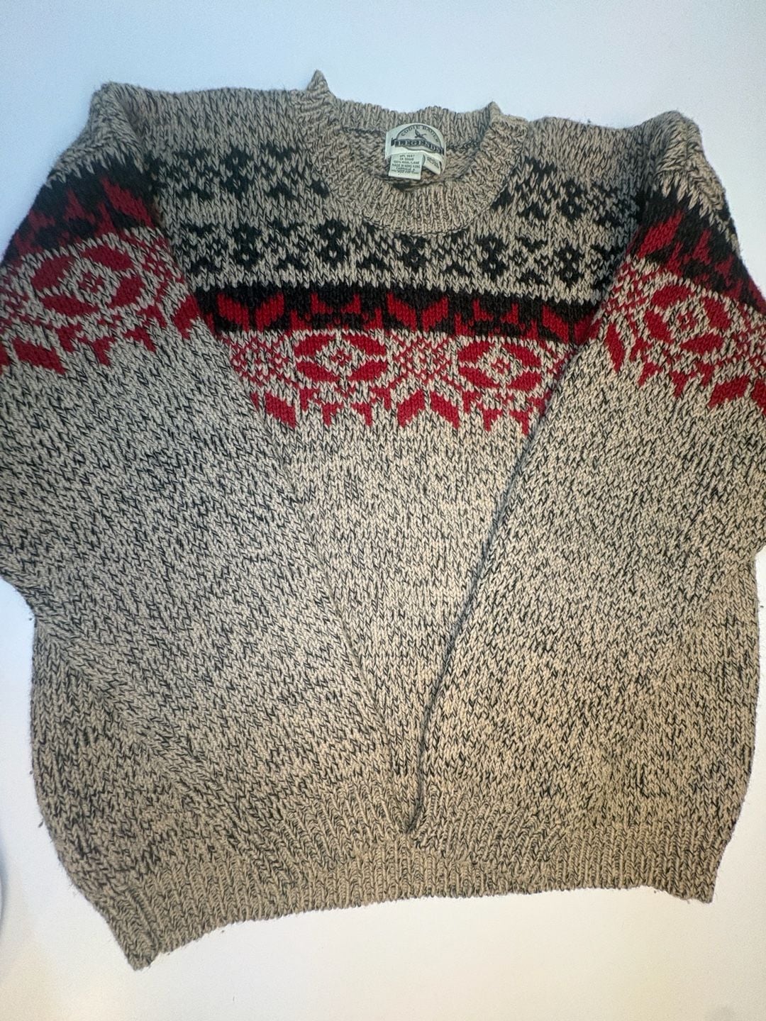 Vintage Eddie Bauer Legends 100% Wool Fair Isle Nordic Sweater Men’s XL 2