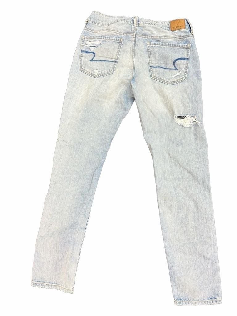 American Eagle Tomcat Jeans Size 2 Light Wash Distressed Button Fly 3