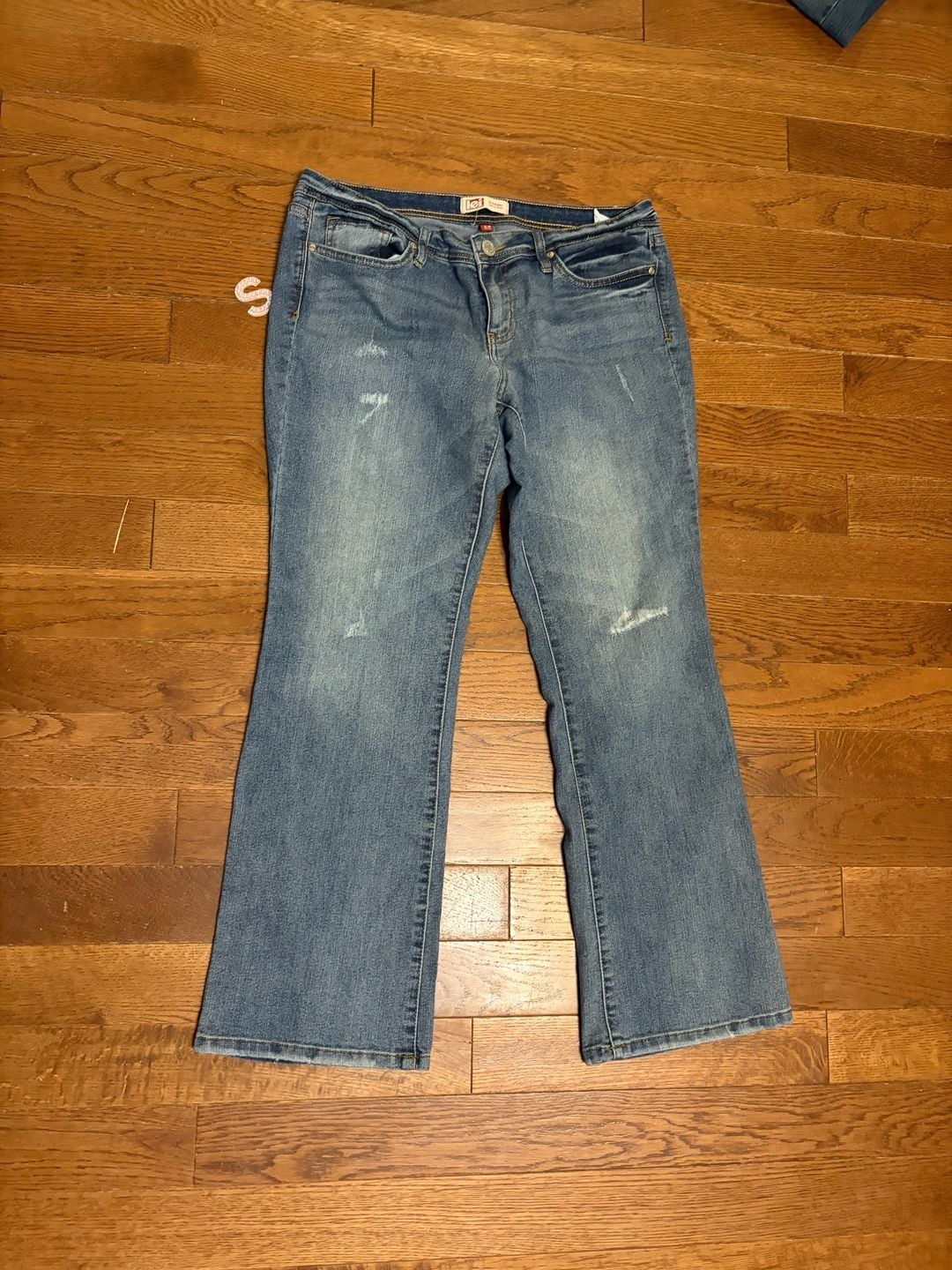 Lei Bridget Curvy Boot Jeans Size 13 Short Blue Distressed Bootcut 2