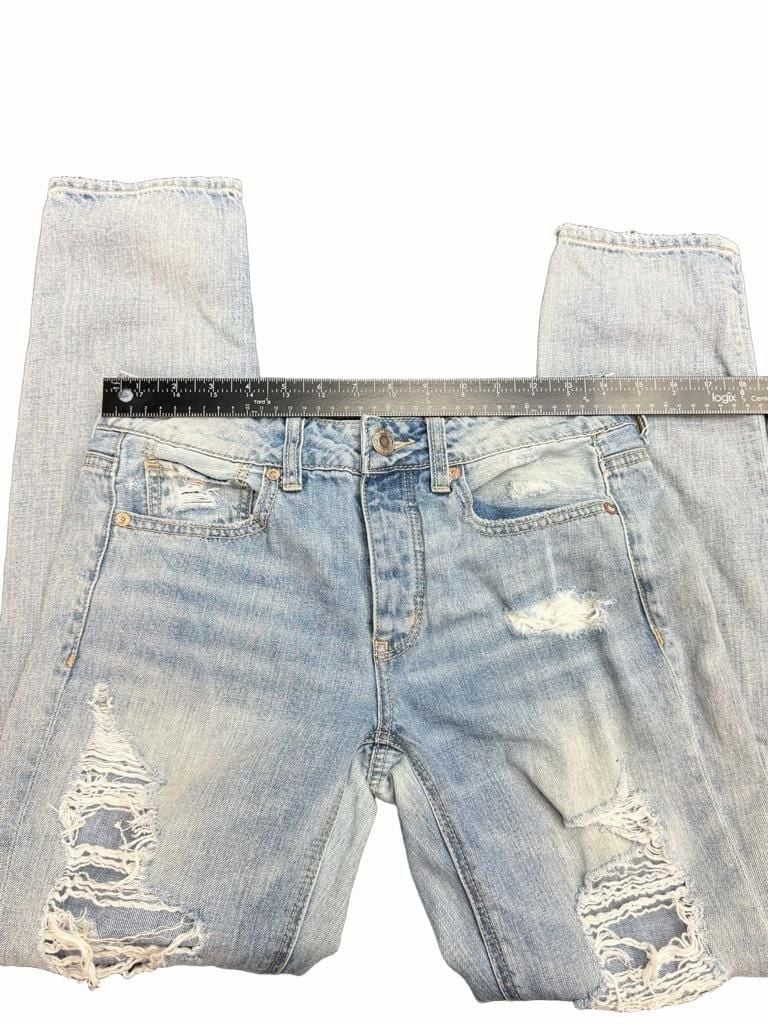 American Eagle Tomcat Jeans Size 2 Light Wash Distressed Button Fly 8