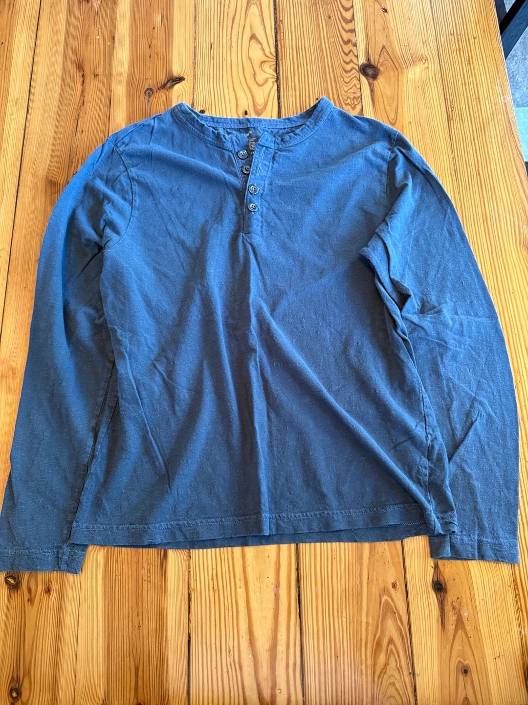 Gap Long Sleeve Henley Size M Blue Cotton Shirt 2