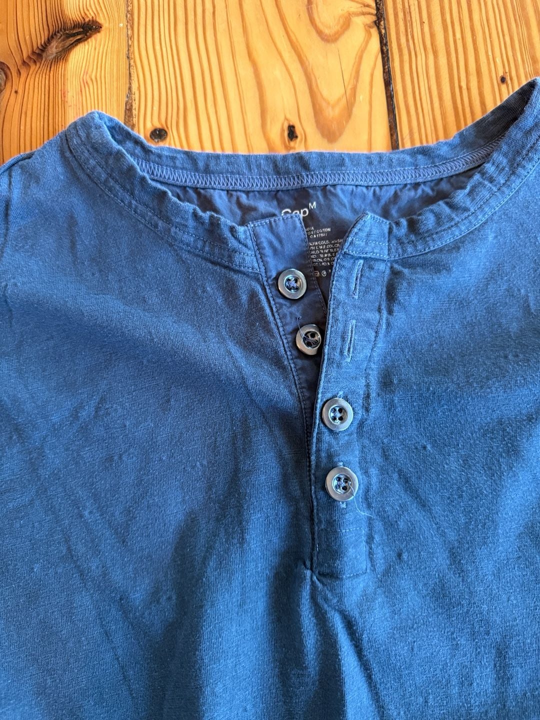 Gap Long Sleeve Henley Size M Blue Cotton Shirt 3