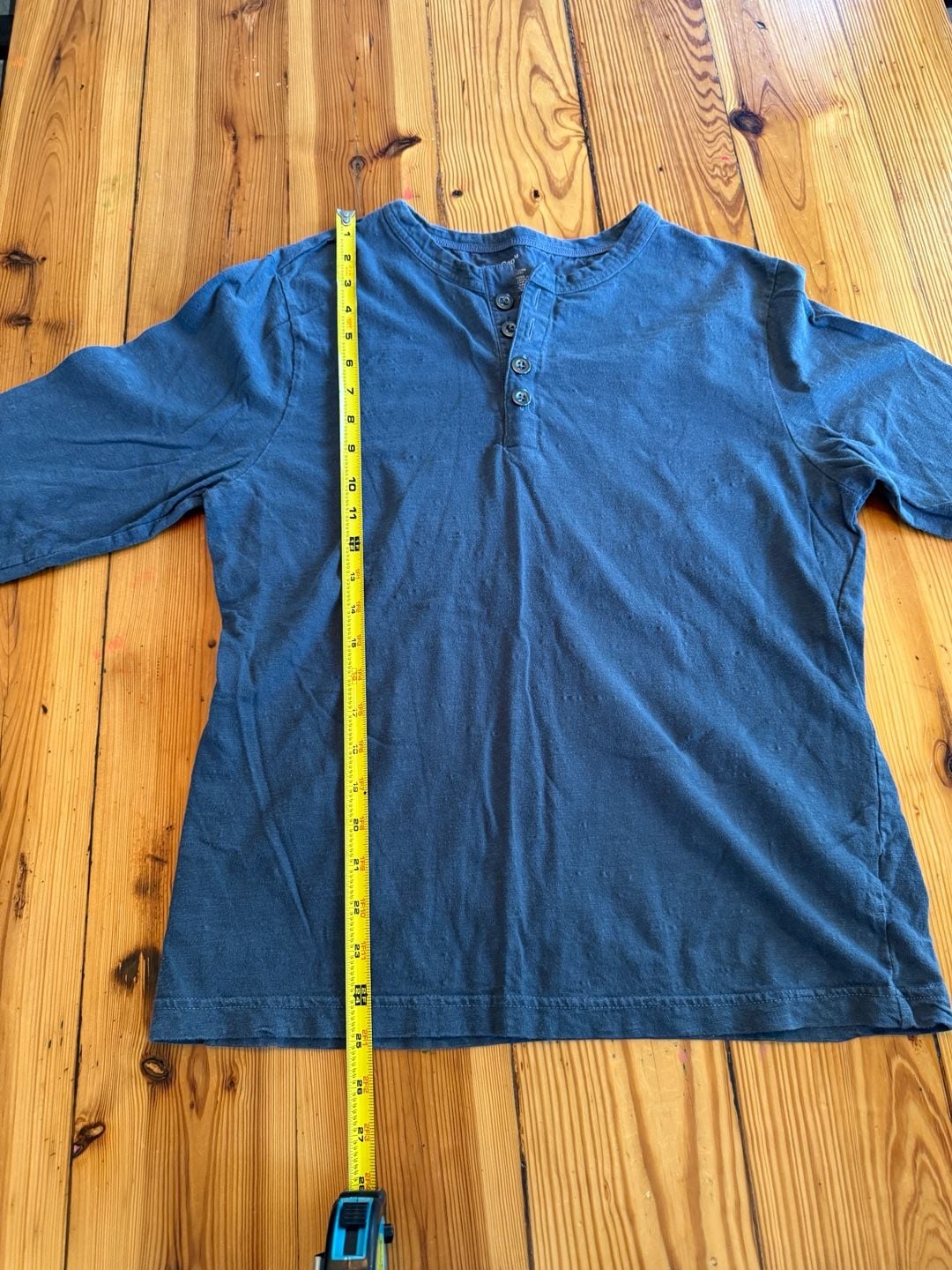Gap Long Sleeve Henley Size M Blue Cotton Shirt 7