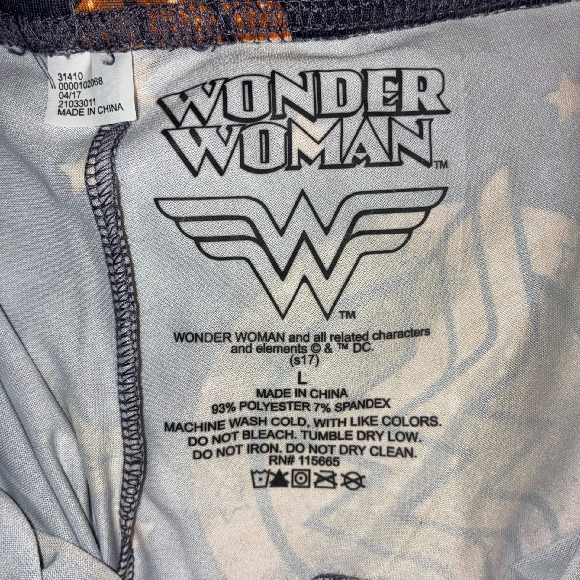 Wonder Woman Leggings Size L DC Comics Floral Logo Print 4