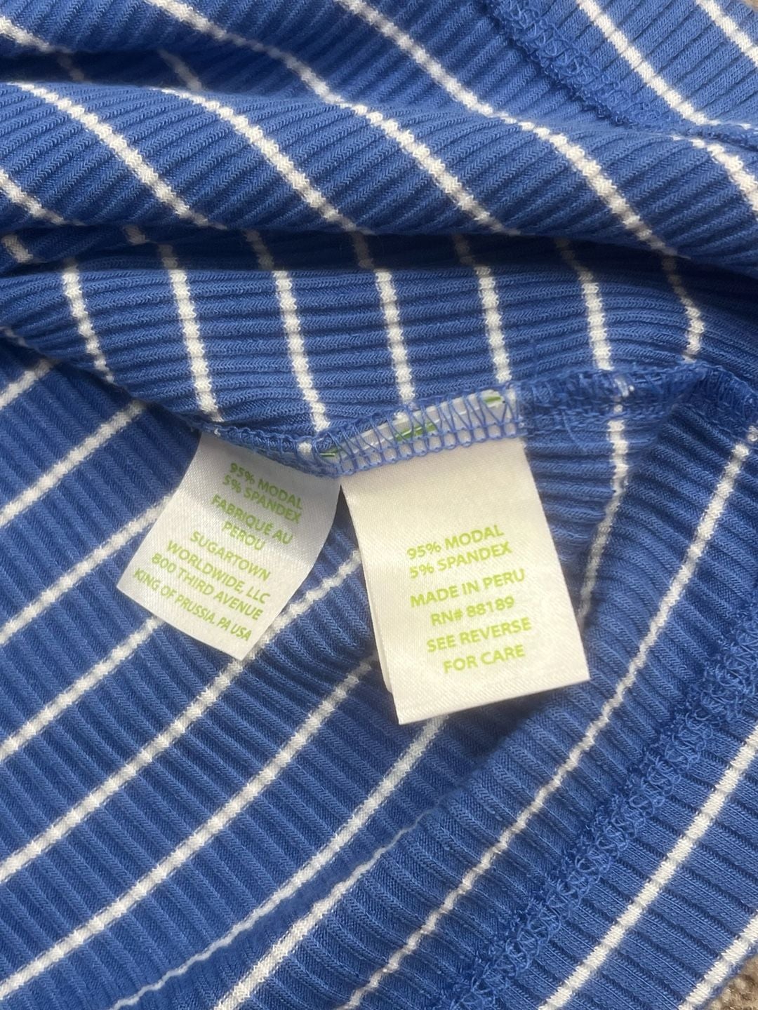 Lilly Pulitzer Dress Size M Blue White Striped Ribbed Lace Sleeve 6