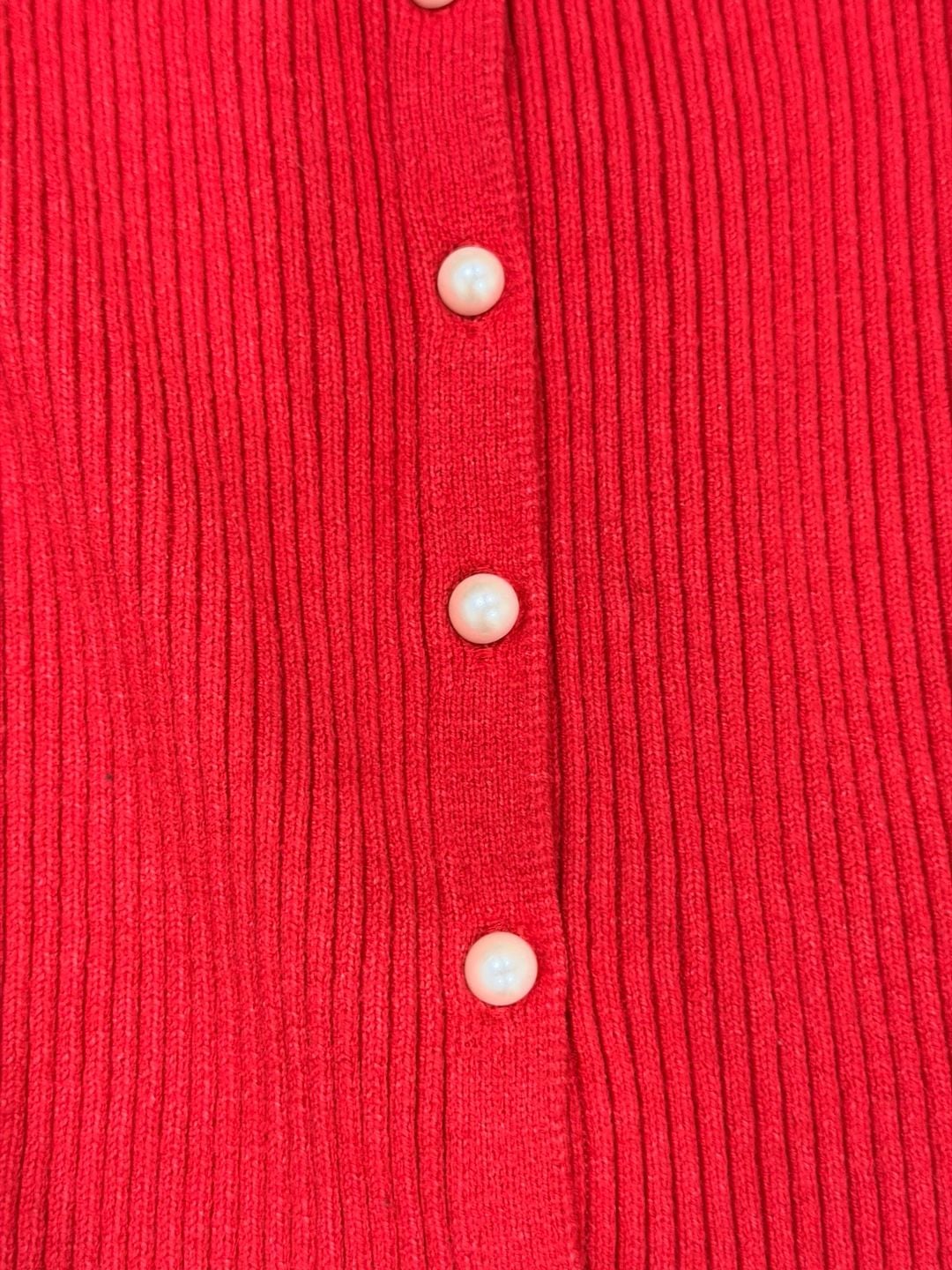 Wild Fable Cardigan Sweater Size XS Red Ribbed Pearl Buttons 3
