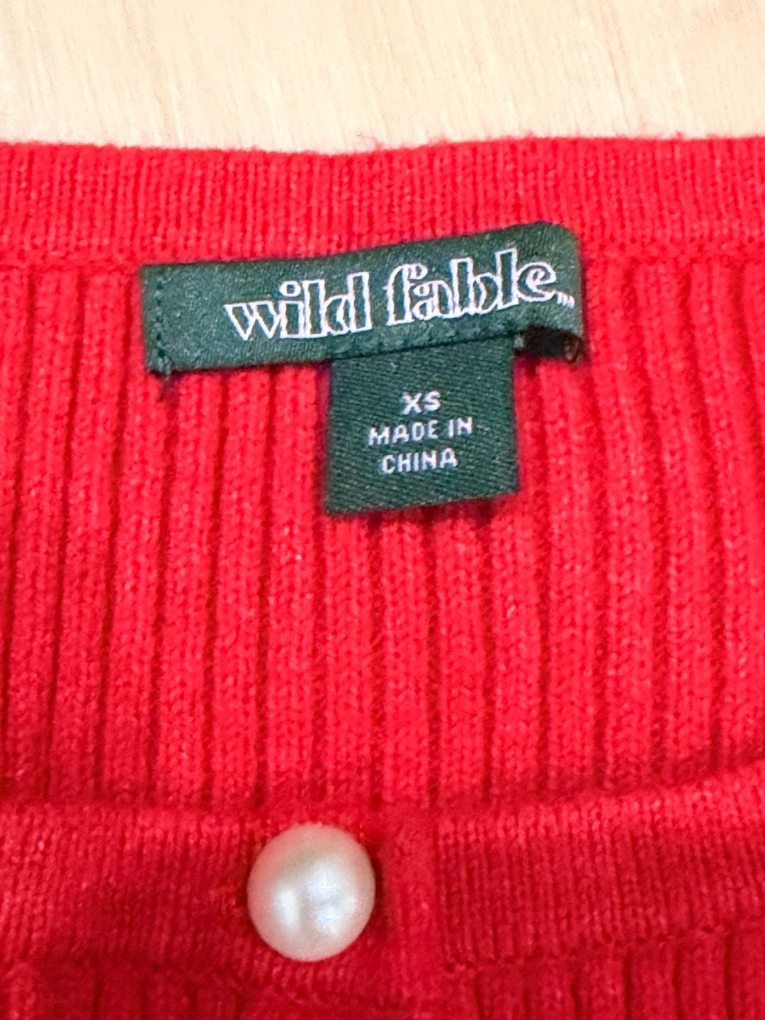 Wild Fable Cardigan Sweater Size XS Red Ribbed Pearl Buttons 5