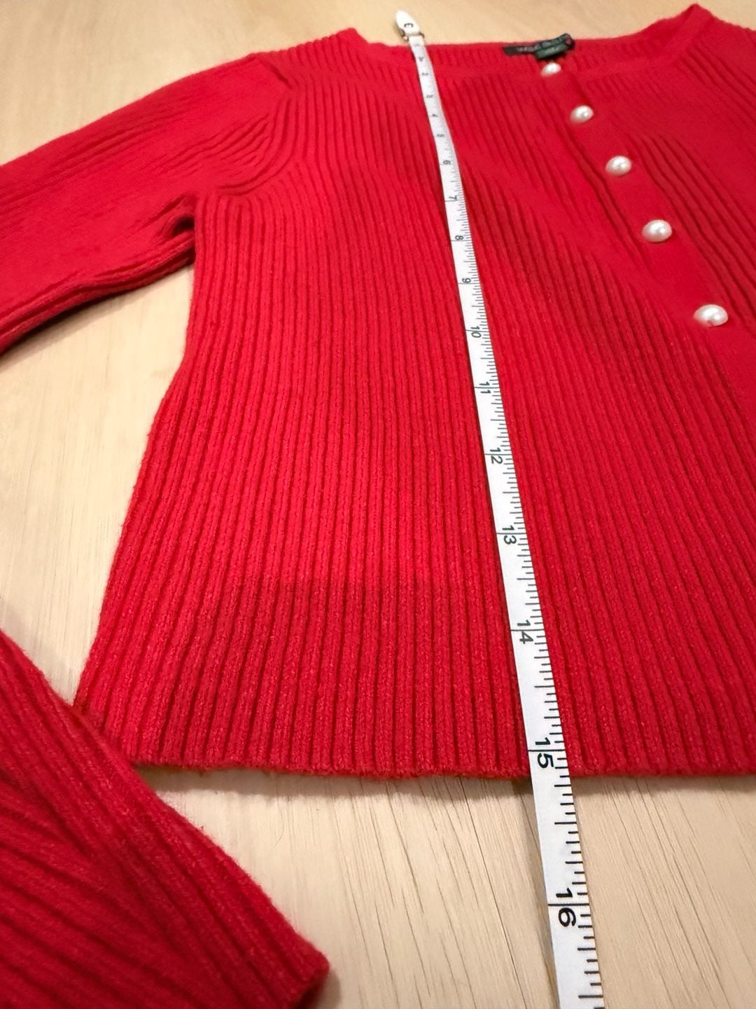 Wild Fable Cardigan Sweater Size XS Red Ribbed Pearl Buttons 6