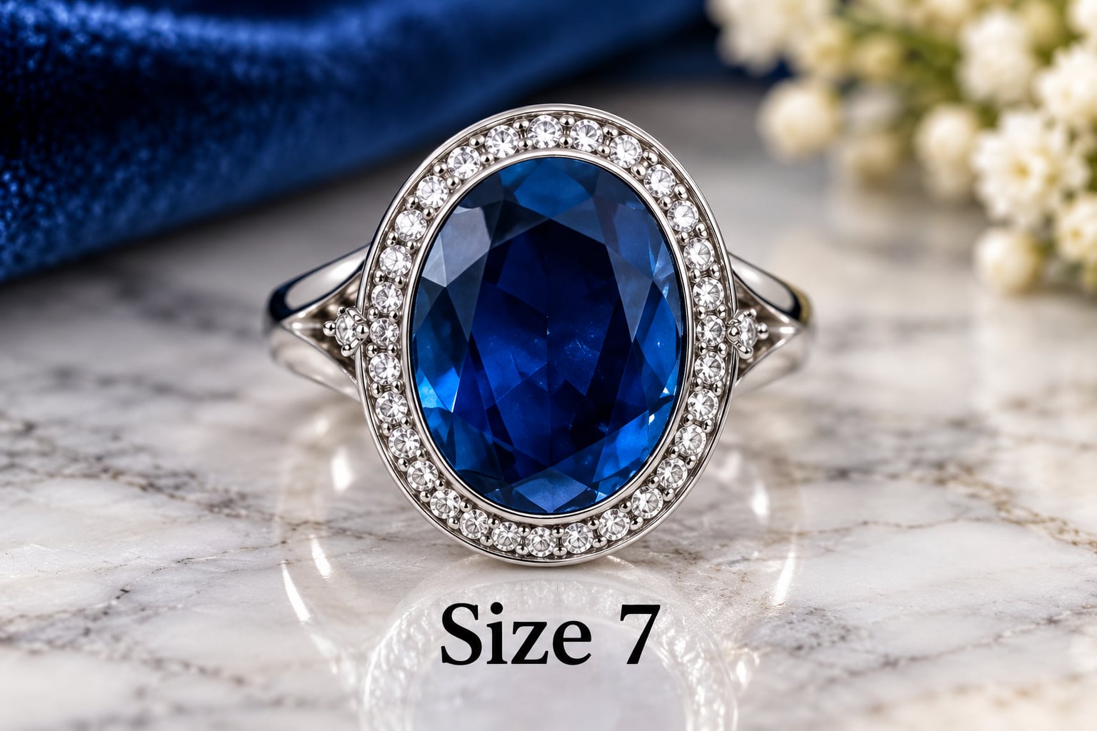 Origami Owl Cobalt Blue Prism Locket Ring w/Swarovski Crystals Size 7 1