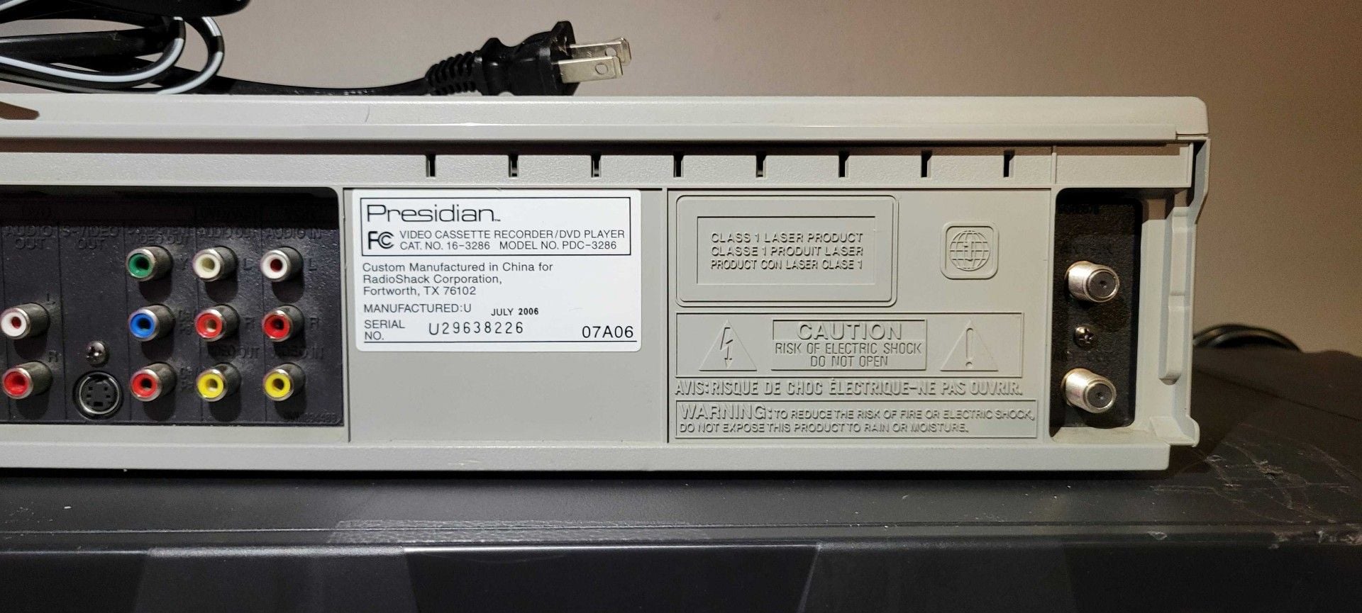 Presidian VCR DVD Recorder Progressive Scan Model PDC-3286 10