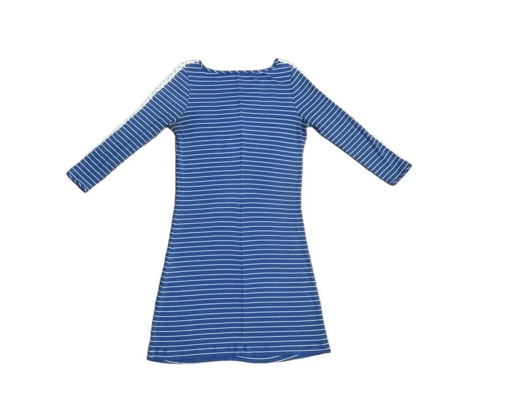Lilly Pulitzer Dress Size M Blue White Striped Ribbed Lace Sleeve 3