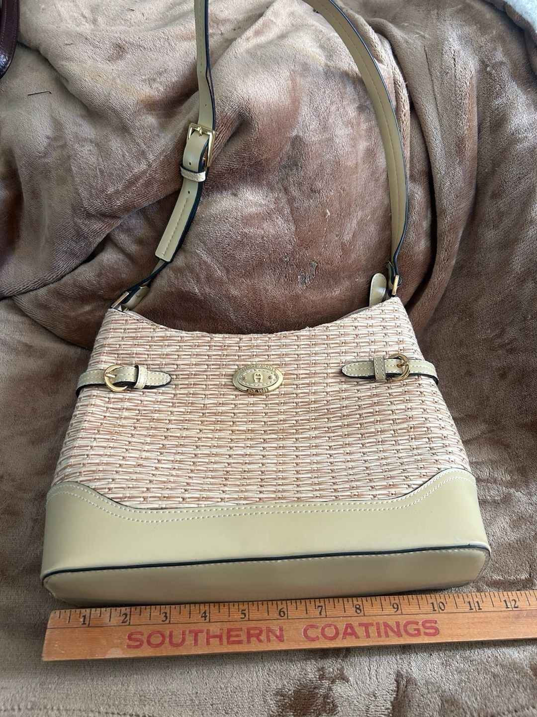 Etienne Aigner Woven Straw Shoulder Bag Tan 2