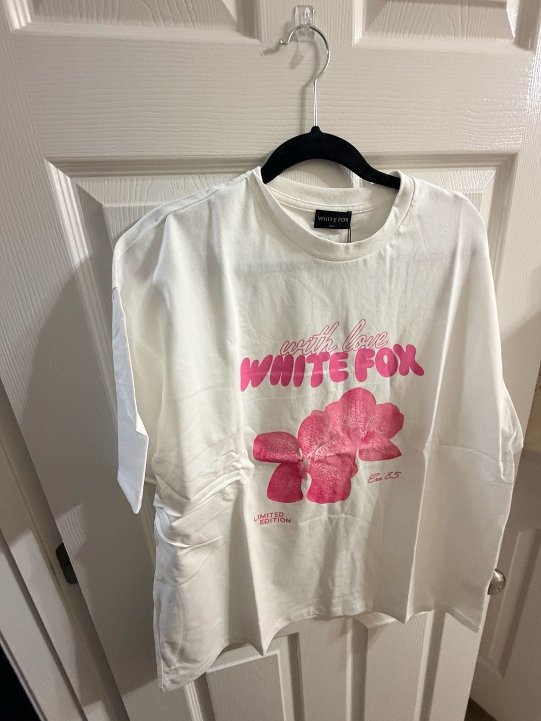 White Fox T-Shirt M/L White Pink Graphic Tee 2