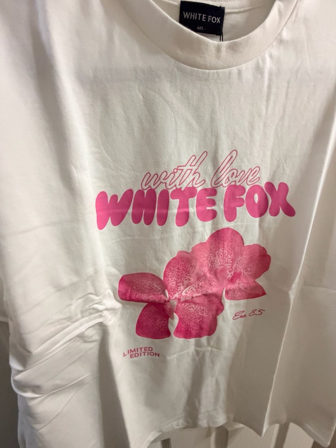 White Fox T-Shirt M/L White Pink Graphic Tee 3