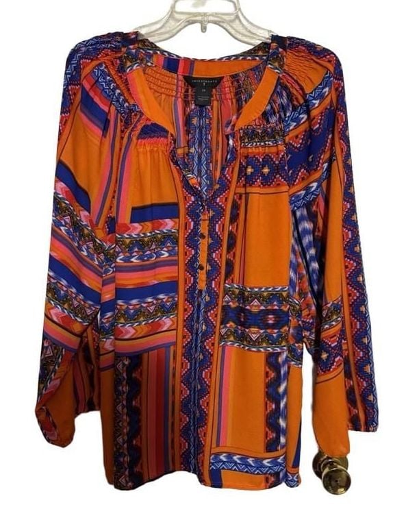2-Piece Outfit Investments Geometric Blouse 2X & 16W JM Pants Size 2X 4
