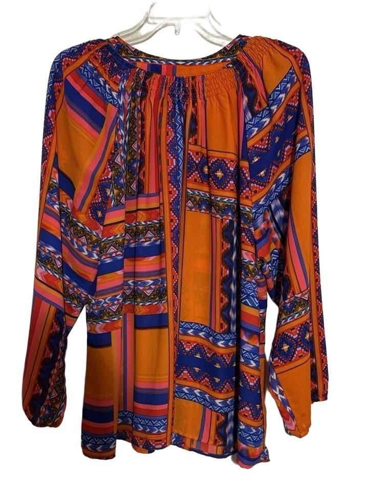 2-Piece Outfit Investments Geometric Blouse 2X & 16W JM Pants Size 2X 5