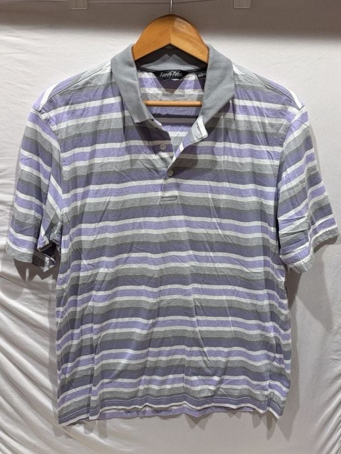 Kenneth Roberts Platinum Polo Shirt Size L Striped Cotton 2