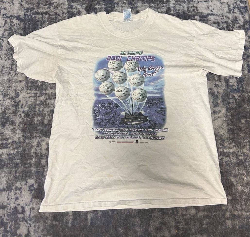 Vintage 2001 Arizona Diamondbacks Champs T-Shirt White 3