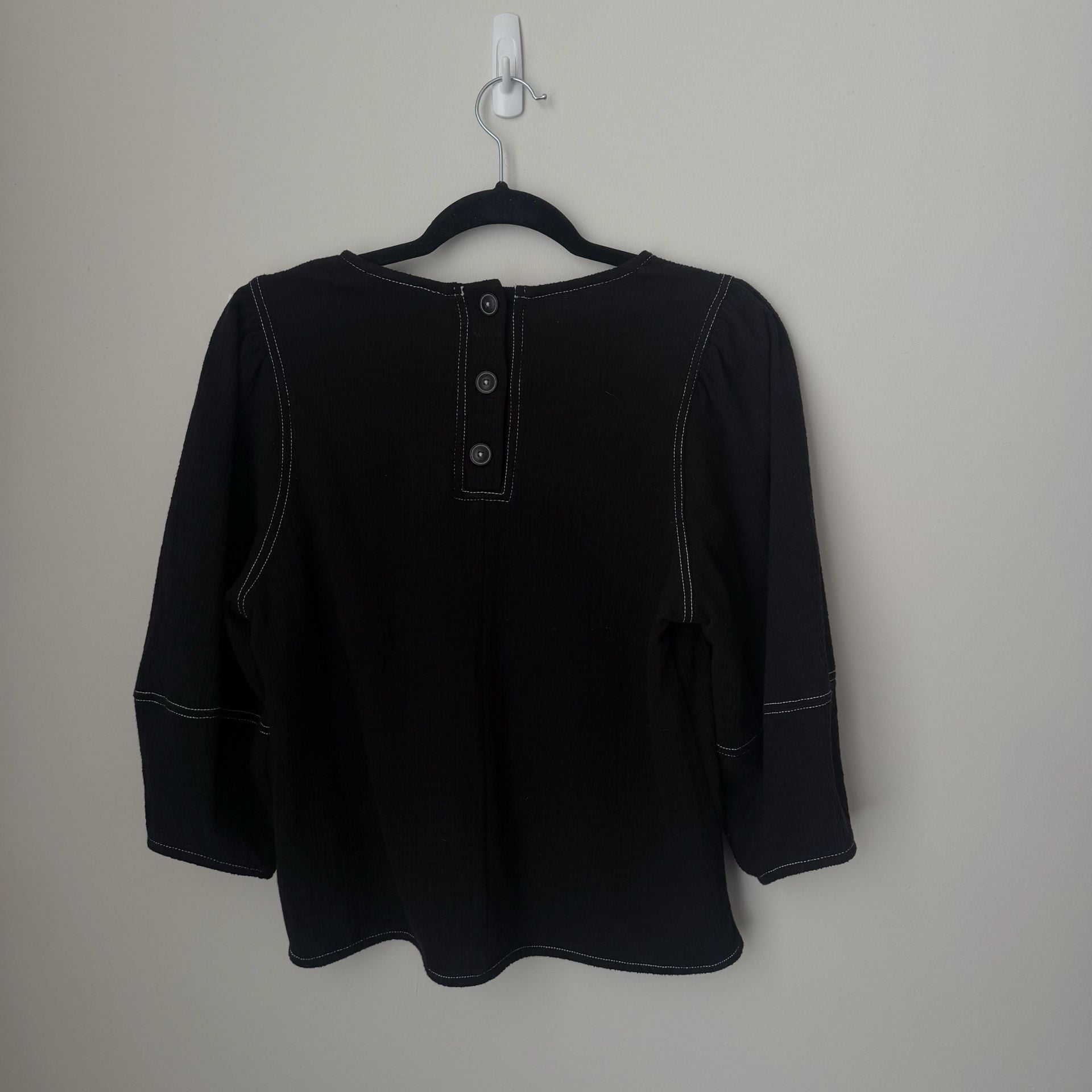 Current Air Los Angeles Top Size XS Black Contrast Stitching 3/4 Sleeve 5